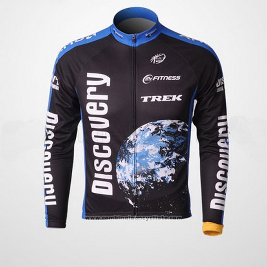2007 Maillot Cyclisme Trek Noir et Bleu Manches Longues et Cuissard Pantaloni