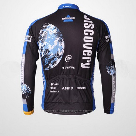 2007 Maillot Cyclisme Trek Noir et Bleu Manches Longues et Cuissard Pantaloni