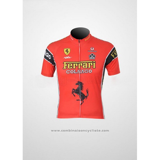 2010 Maillot Cyclisme Ferrari Noir et Rouge Manches Courtes et Cuissard