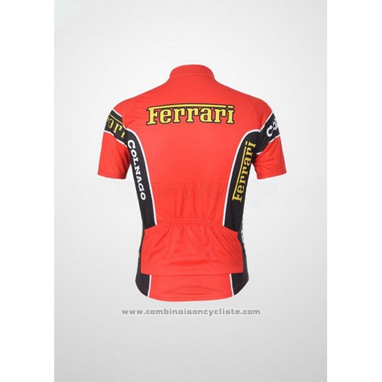 2010 Maillot Cyclisme Ferrari Noir et Rouge Manches Courtes et Cuissard