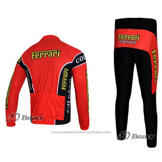 2011 Maillot Cyclisme Ferrari Noir et Vert Manches Longues et Cuissard Pantaloni