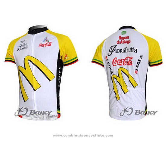2011 Maillot Cyclisme McDonalds Blanc et Jaune Manches Courtes et Cuissard