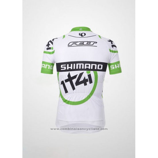 2012 Maillot Cyclisme 1t4i Blanc et Vert Manches Courtes et Cuissard
