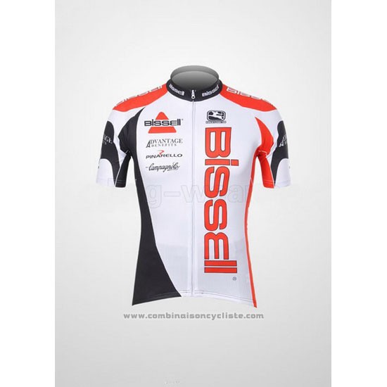2012 Maillot Cyclisme Bissell Blanc et Rouge Manches Courtes et Cuissard