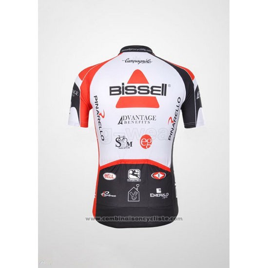 2012 Maillot Cyclisme Bissell Blanc et Rouge Manches Courtes et Cuissard