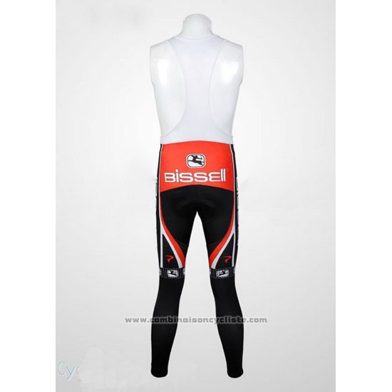 2012 Maillot Cyclisme Bissell Blanc et Rouge Manches Longues et Cuissard