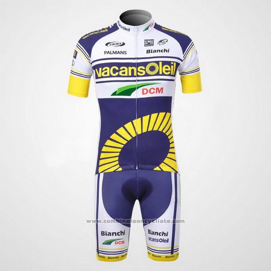 2012 Maillot Cyclisme Vacansoleil Jaune et Bleu Manches Courtes et Cuissard