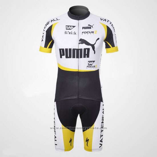 2013 Maillot Cyclisme Puma Noir et Blanc Manches Courtes et Cuissard