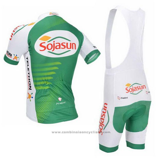 2013 Maillot Cyclisme Sojasun Blanc et Vert Manches Courtes et Cuissard