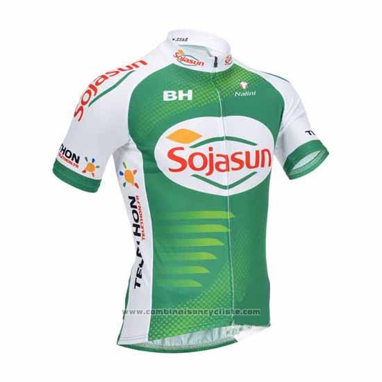 2013 Maillot Cyclisme Sojasun Blanc et Vert Manches Courtes et Cuissard