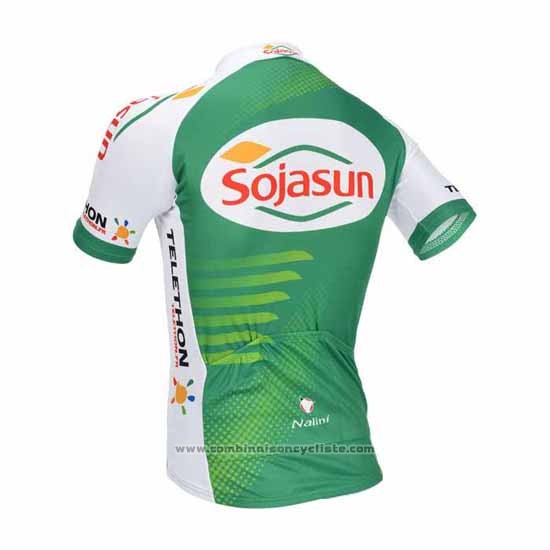2013 Maillot Cyclisme Sojasun Blanc et Vert Manches Courtes et Cuissard