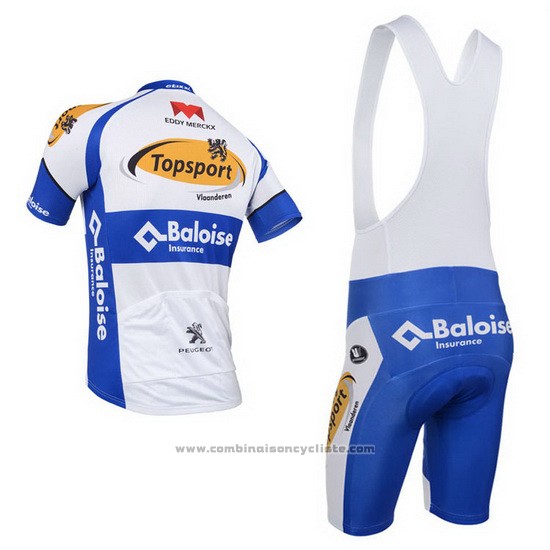 2013 Maillot Cyclisme Topsport Blanc et Azur Manches Courtes et Cuissard