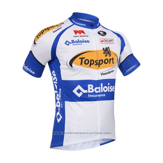 2013 Maillot Cyclisme Topsport Blanc et Azur Manches Courtes et Cuissard