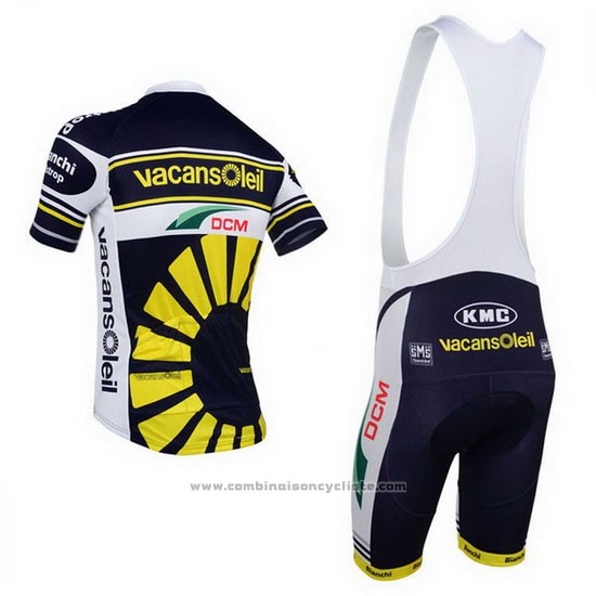 2013 Maillot Cyclisme Vacansoleil Jaune et Noir Manches Courtes et Cuissard