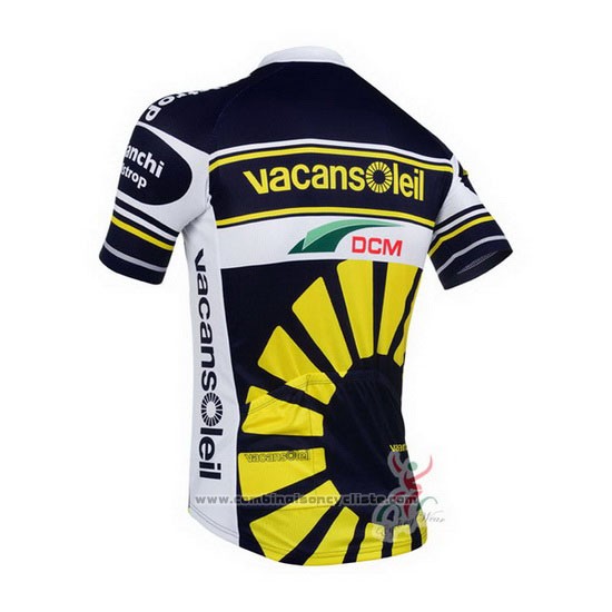 2013 Maillot Cyclisme Vacansoleil Jaune et Noir Manches Courtes et Cuissard