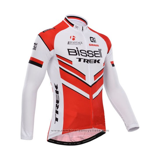 2014 Maillot Cyclisme Bissell Blanc et Rouge Manches Longues et Cuissard