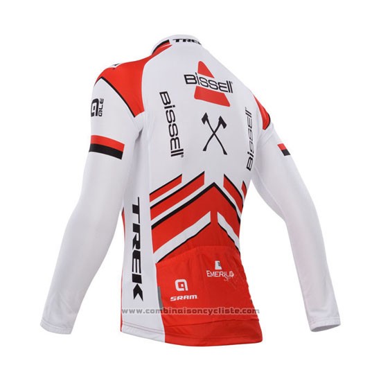 2014 Maillot Cyclisme Bissell Blanc et Rouge Manches Longues et Cuissard