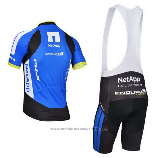 2014 Maillot Cyclisme Netapp Noir et Bleu Manches Courtes et Cuissard