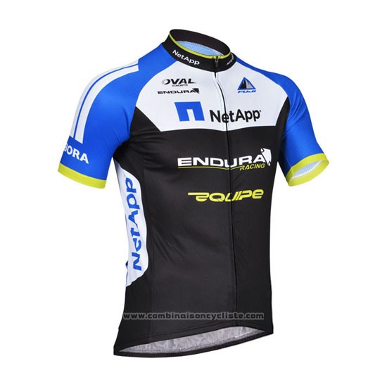2014 Maillot Cyclisme Netapp Noir et Bleu Manches Courtes et Cuissard