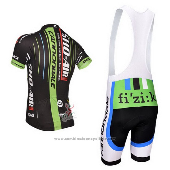 2014 Maillot Cyclisme Sho Air Cannondale Noir et Vert Manches Courtes et Cuissard