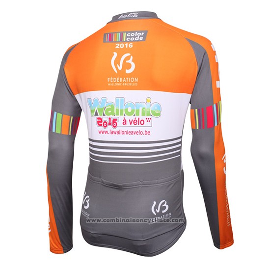 2015 Maillot Cyclisme Color Code Ml Orange Manches Longues et Cuissard