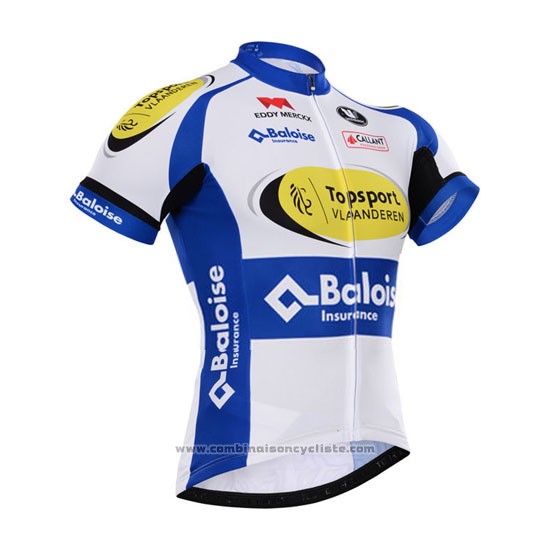 2015 Maillot Cyclisme Topsport Blanc et Azur Manches Courtes et Cuissard
