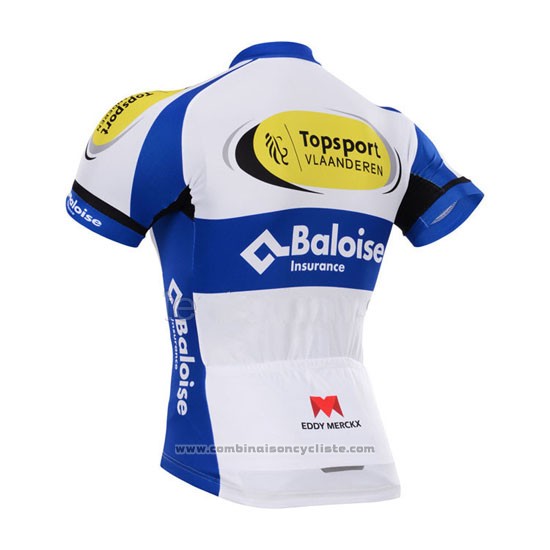 2015 Maillot Cyclisme Topsport Blanc et Azur Manches Courtes et Cuissard