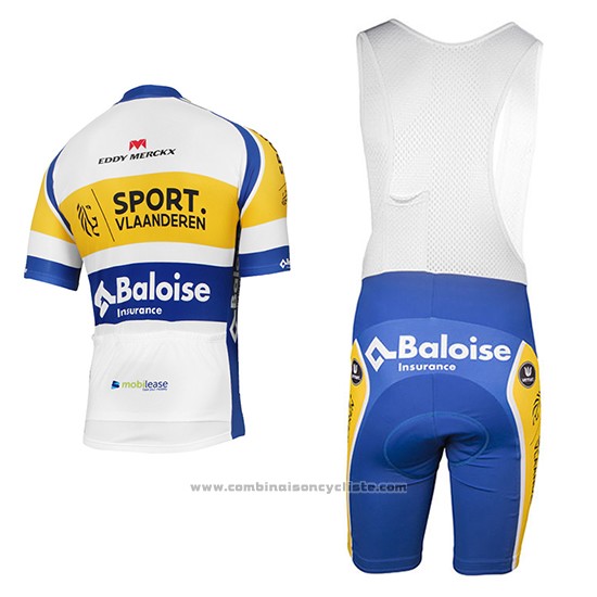 2016 Maillot Cyclisme Sport Vlaanderen Baloise Blanc et Jaune Manches Courtes et Cuissard