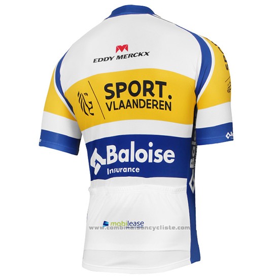 2016 Maillot Cyclisme Sport Vlaanderen Baloise Blanc et Jaune Manches Courtes et Cuissard