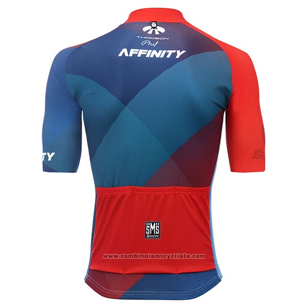2017 Maillot Cyclisme Affinity Blanc et Bleu Manches Courtes et Cuissard