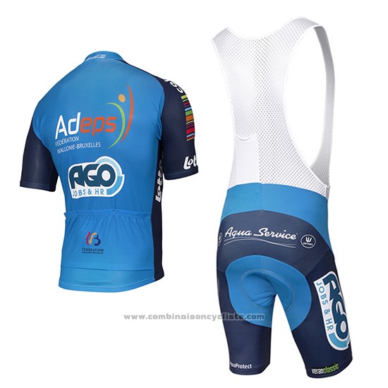 2017 Maillot Cyclisme Ago Aqua Service Bleu Manches Courtes et Cuissard