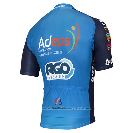 2017 Maillot Cyclisme Ago Aqua Service Bleu Manches Courtes et Cuissard