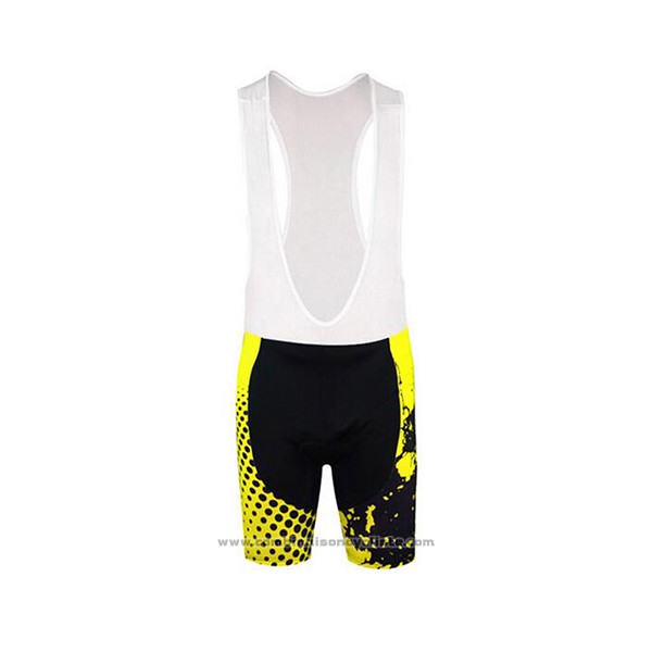 2017 Maillot Cyclisme Aogda Noir et Jaune Manches Courtes et Cuissard