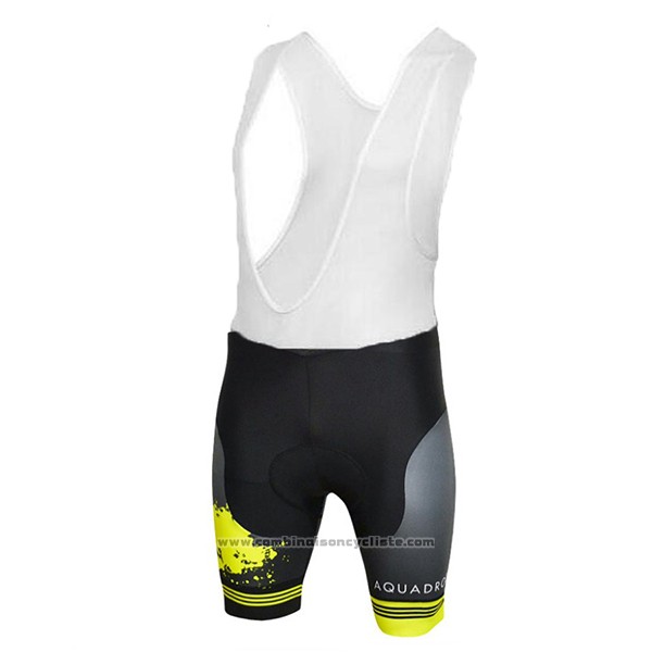 2017 Maillot Cyclisme Aquadro Splash Noir et Jaune Manches Courtes et Cuissard