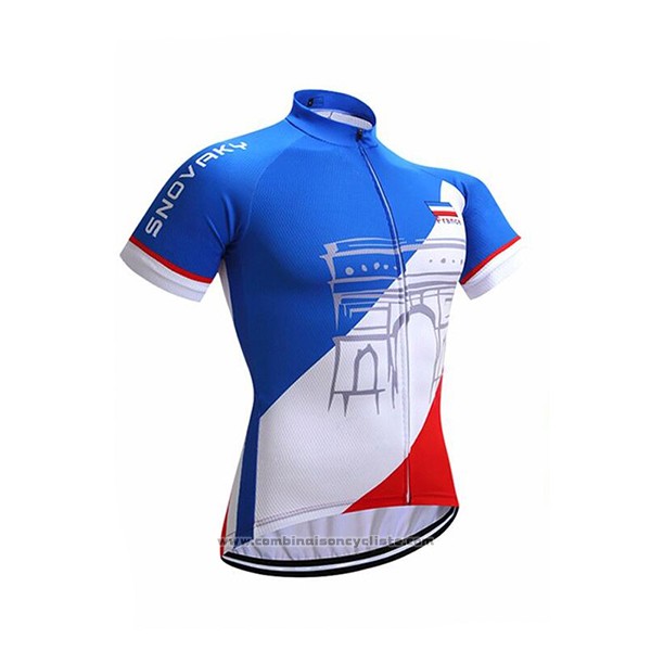 2017 Maillot Cyclisme France Snovaky Bleu et Blanc Manches Courtes et Cuissard