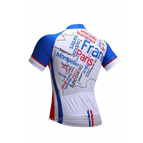 2017 Maillot Cyclisme France Snovaky Bleu et Blanc Manches Courtes et Cuissard