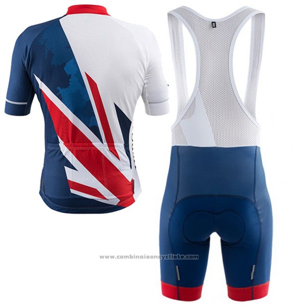 2017 Maillot Cyclisme Kalas HSBC GB Bleu et Blanc Manches Courtes et Cuissard