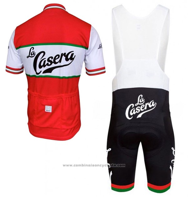 2017 Maillot Cyclisme La Casera Vintage Rouge Manches Courtes et Cuissard