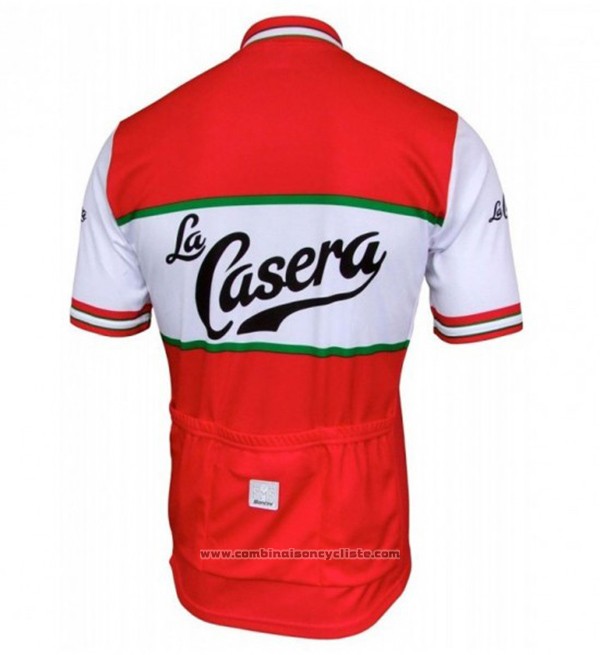 2017 Maillot Cyclisme La Casera Vintage Rouge Manches Courtes et Cuissard