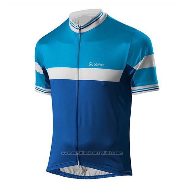 2017 Maillot Cyclisme Loffler Bleu et Bleu Clair Manches Courtes et Cuissard