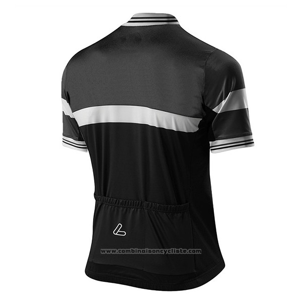 2017 Maillot Cyclisme Loffler Noir et Gris Manches Courtes et Cuissard