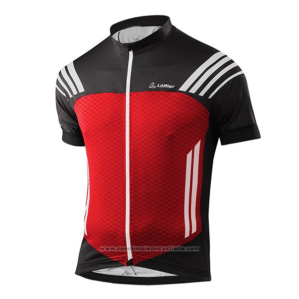 2017 Maillot Cyclisme Loffler Noir et Rouge Manches Courtes et Cuissard