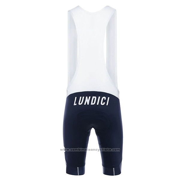 2017 Maillot Cyclisme Lundici Noir et Bleu Manches Courtes et Cuissard