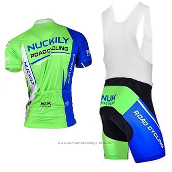 2017 Maillot Cyclisme Nuckily Blanc et Vert Manches Courtes et Cuissard