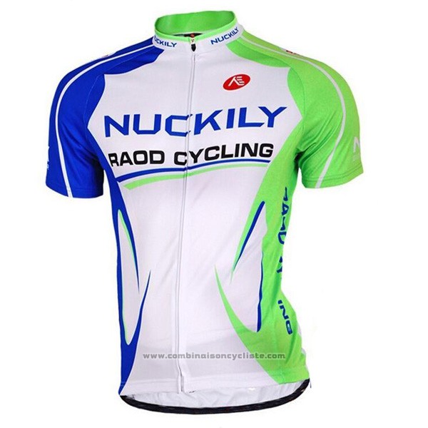 2017 Maillot Cyclisme Nuckily Blanc et Vert Manches Courtes et Cuissard