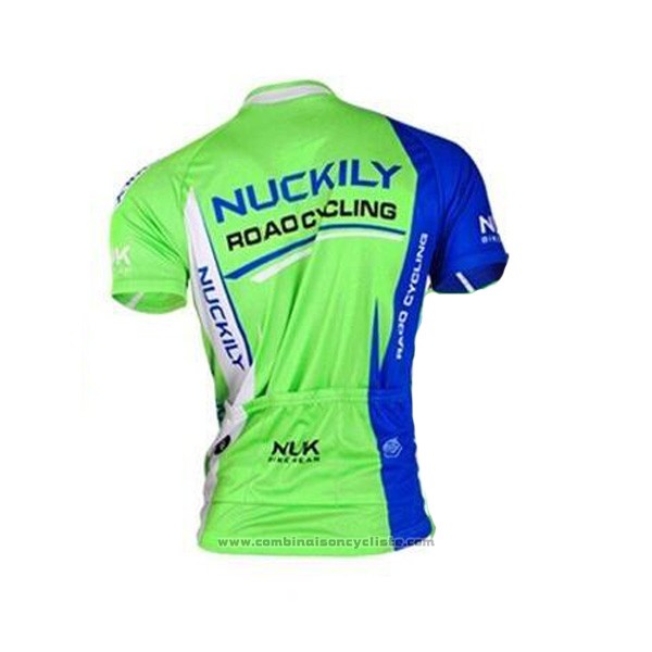 2017 Maillot Cyclisme Nuckily Blanc et Vert Manches Courtes et Cuissard