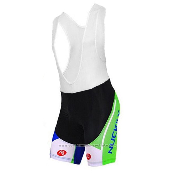 2017 Maillot Cyclisme Nuckily Blanc et Vert Manches Courtes et Cuissard