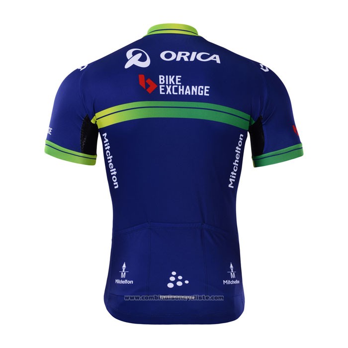 2017 Maillot Cyclisme Orica Bike Exchange Bleu Manches Courtes et Cuissard