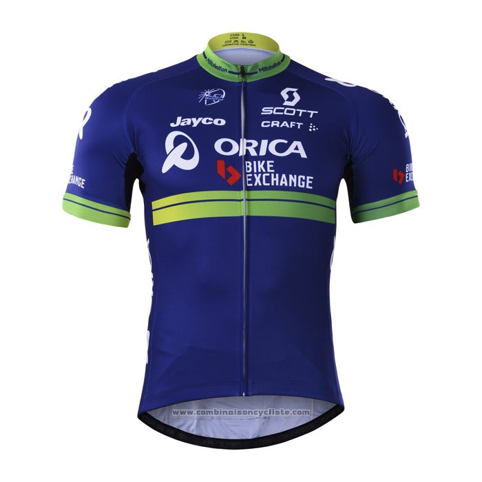 2017 Maillot Cyclisme Orica Bike Exchange Bleu Manches Courtes et Cuissard