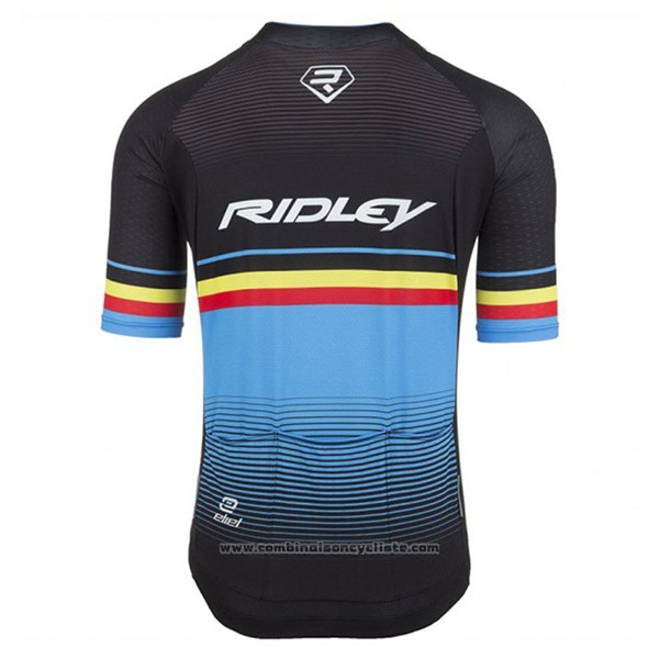 2017 Maillot Cyclisme Ridley Rincon Bleu Clair et Noir Manches Courtes et Cuissard